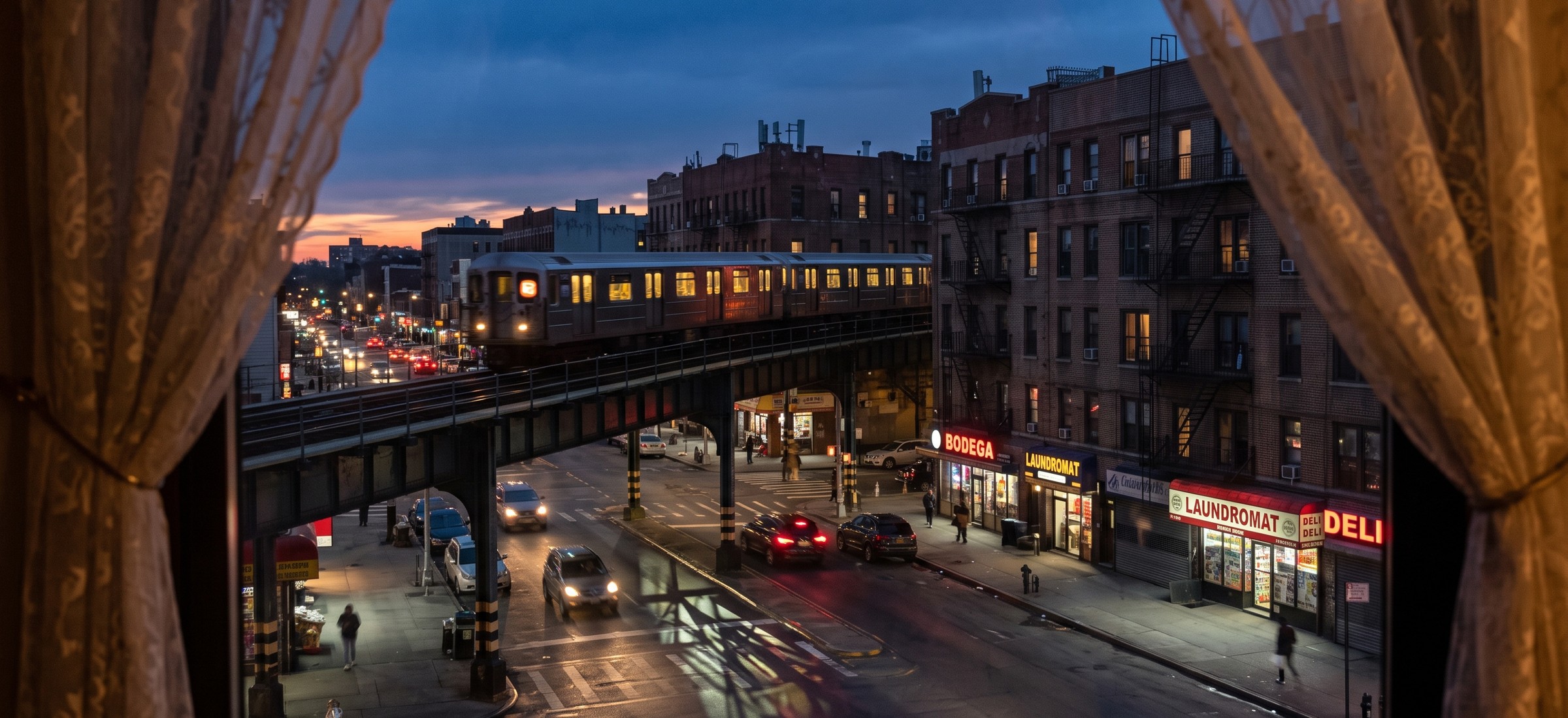 View from a Bronx office window onto the street below